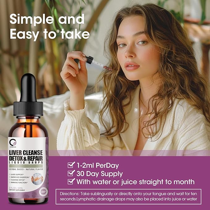 2 Pack Liver Cleanse Detox & Repair Liquid Drops with Milk Thistle, Artichoke Extract, Liver Supplement for Liver Cleanse & Detox, Antioxidant, Digestive Support,Vegan - 4 Fl Oz
