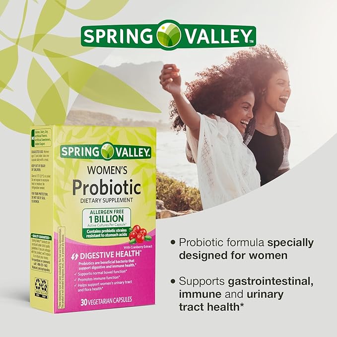 Women's Probiotic Supplement with Prebiotic Inulin & Cranberry – Digestive, Urinary, & Immune Health Support, 1 Billion Active Cultures, 8 Strains, 30 Count Capsules – Gut Health Probiotics for Women