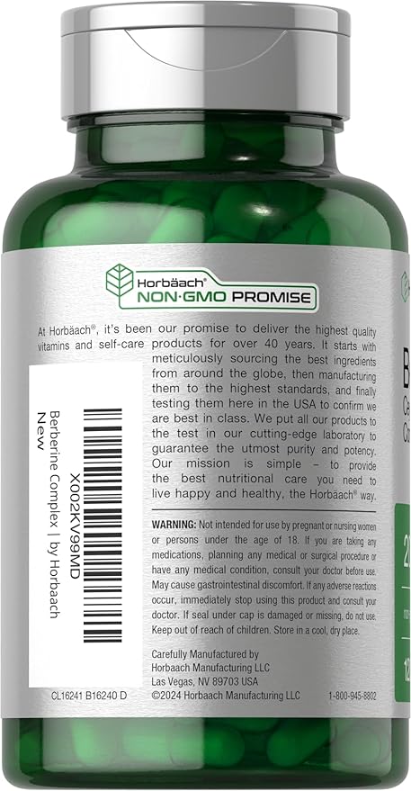 Horbaach Berberine with Ceylon Cinnamon | 2000mg | 120 Veggie Capsules | Vegetarian, Non-GMO & Gluten Free Supplement | Berberine Complex