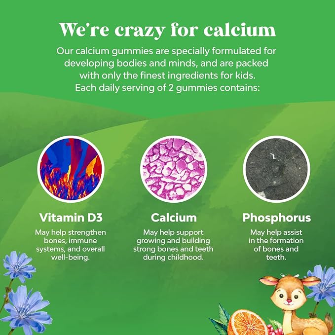 Natures Craft Tasty Kids Calcium Gummies - Vitamin D & Calcium Gummies for Children - Vitamin with & D for Muscle Bone Development Gelatin-Free Kosher Childrens 60ct (1 Pack)