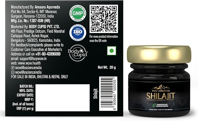 Pure Himalayan Shilajit/Shilajeet Resin Powered by Ashwagandha - 20g | Guaranteed 75%+ Fulvic Acid | Enhance Strength, Stamina & Immunity | Contains Lab Certificate