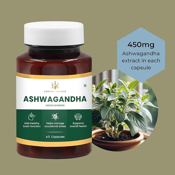 Ashwagandha Capsules for Help in Energy Support, Immune Support, Non-GMO-for Men/Women | 450mg | 60 Capsules