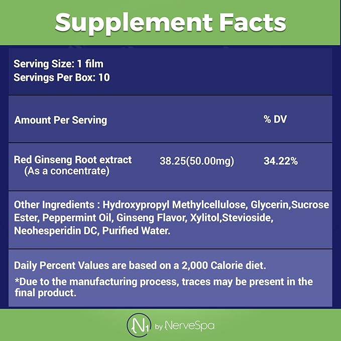 Nerve Support Oral Dissolvable Film N1 by NerveSpa - Improve Flow, Build Immunity, Support the Nervous System, 10 Films/box - Boost energy, and enhance bodily processes.