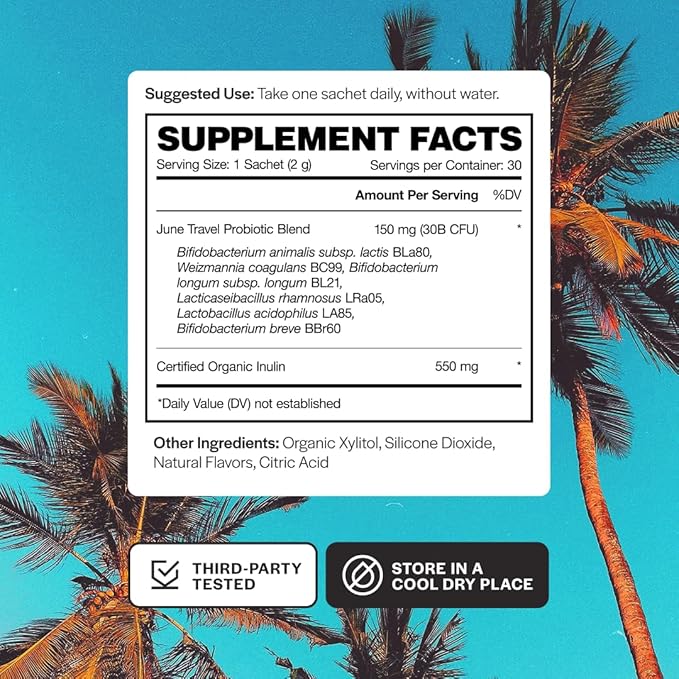 Travel + Defense | Fast Melt Pre + Probiotic for Immune Health While Traveling - Tropical Flavor, 30 Powder Sachets