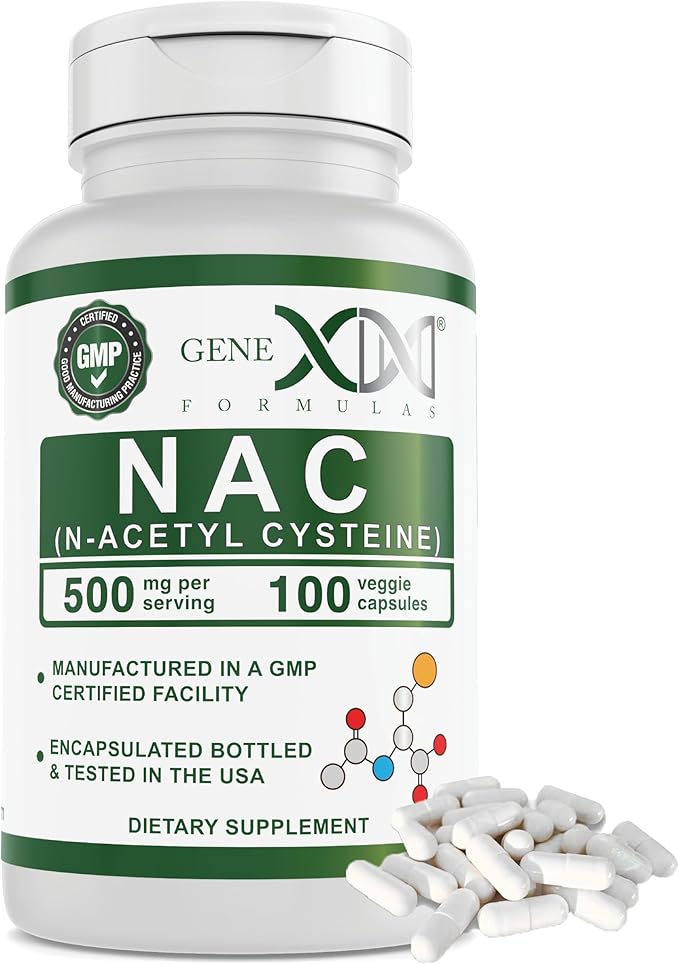 Genex Formulas NAC 500mg (100 Capsules) N-Acetyl Cysteine, Supports Liver Health - Non-GMO, Gluten Free, Vegan (3 Month Supply)