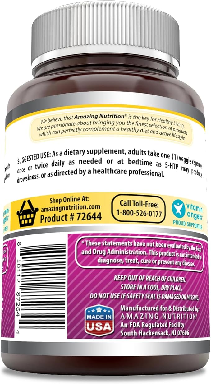 Amazing Formulas 5-HTP (Hydroxytryptophan) Supplement | 100 Mg Per Serving | Veggie Capsules | Non-GMO | Gluten Free | Made in USA (1 Pack, 240 Count)