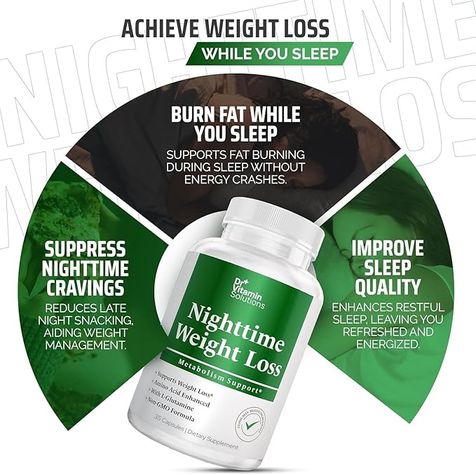 DR. Vitamin Nighttime Fat Burner Supplements - Appetite Suppressants for Weight Loss - Night-Time Fat Burner for Women and Men Supporting Sleep & Relaxation - Metabolism Booster Weight Loss Pills - 35