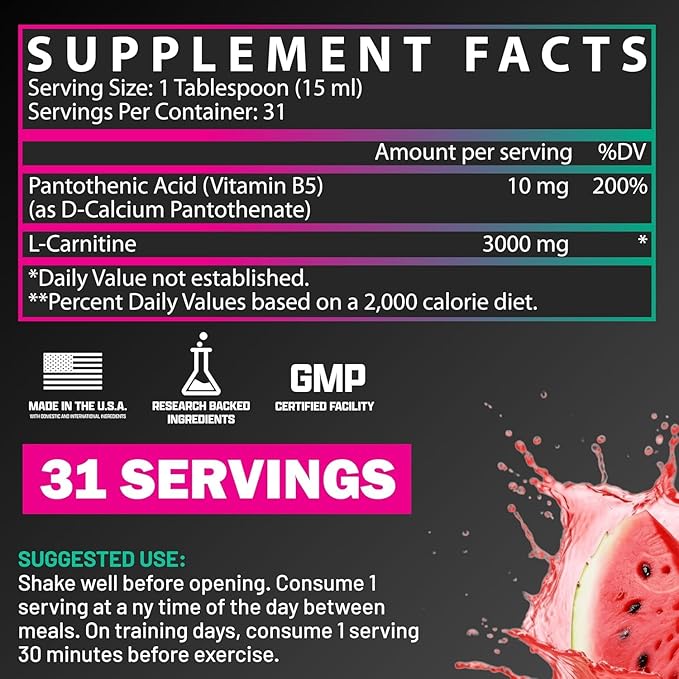 Nutrex Research Liquid Carnitine 3000 | Premium L Carnitine Liquid, Stimulant Free (Strawberry Watermelon)