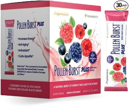 Youngevity Pollen Burst Energy Drink - Strawberry Acai 30 Count Box