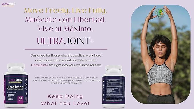 UltraMary+ Joint Support w/Glucosamine, Chondroitin, MSM, Turmeric & Boswellia – Mobility & Flexibility – 90 Capsules – Suplemento Articulaciones – Made in USA – Advanced Formula