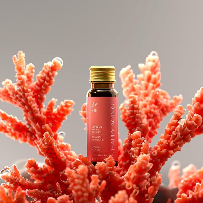 Marine Collagen Peptides Glow Shot 10,000mg - Liposomal Delivery for Women - Promotes Skin Hydration, Elasticity & Radiance - Supports Hair & Nails - Ready-to-Drink, Non-GMO, 10 Shots