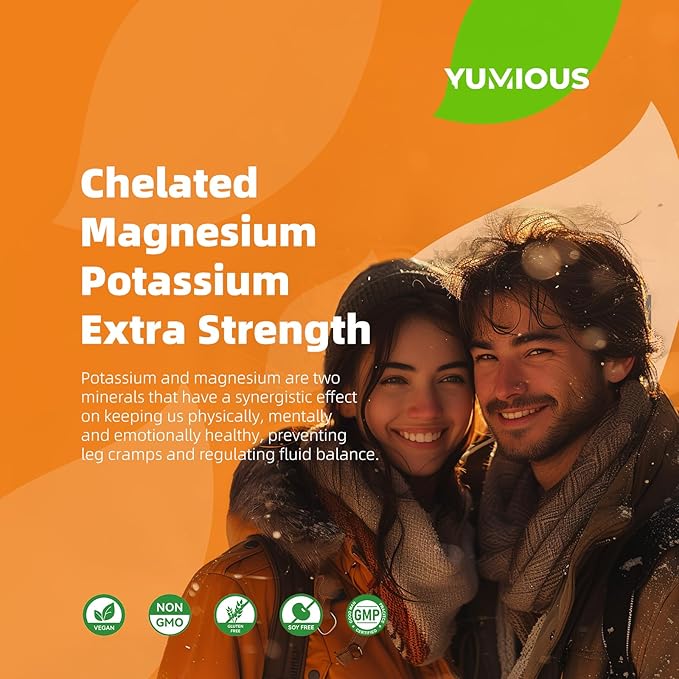Magnesium Glycinate Gummies 1000mg - for Adults Magnesium Potassium Supplement with Vitamin D, B6, CoQ10 for Calm Mood & Sleep Support - 60 Orange Gummies -1 Pack