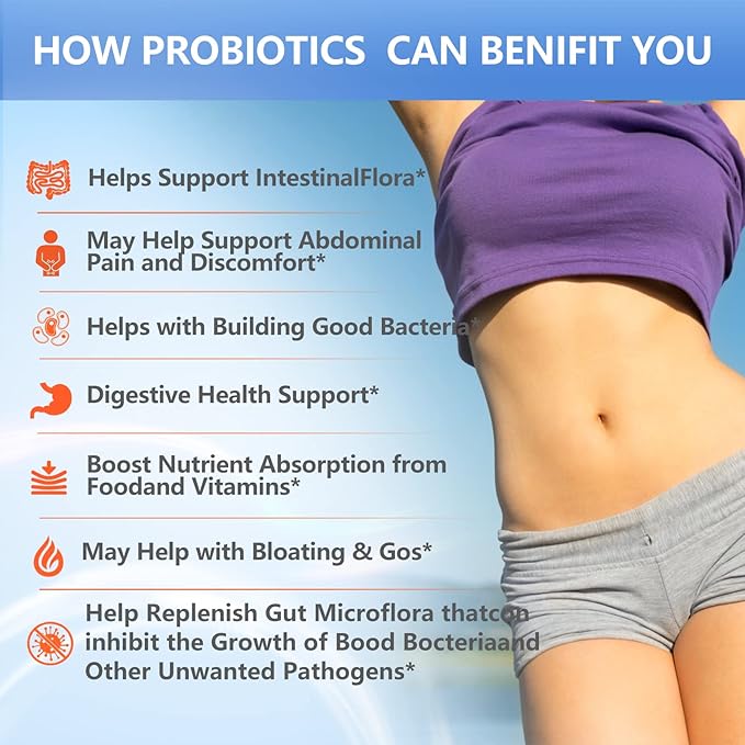 Probiotics 120 Billion CFUs 18 Strains, 3 Prebiotics & Digestive Enzymes, Helps Digestive, Gut Health, Immune, Supports Occasional Constipation, Diarrhea & Gas - for Women & Men, 60 Capsules