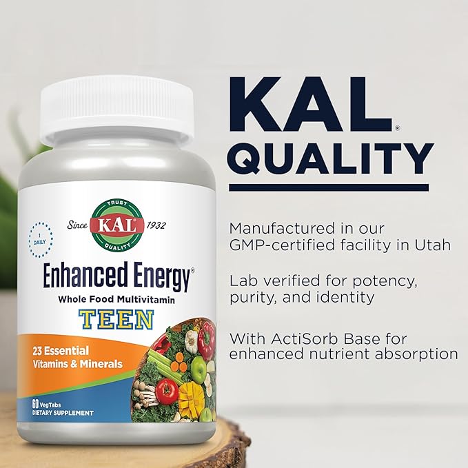 Kal Enhanced Energy for Teens Tablets, 60 Count