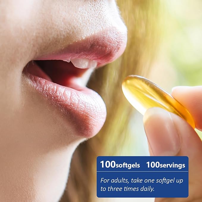Omega 3 Fish Oil 1000mg Softgels, Omega 3 Fatty Acid Supplement with EPA and DHA, Fish Oil Omega 3 Supplements for Heart, Brain, Joints, Eye Health, 100 Count