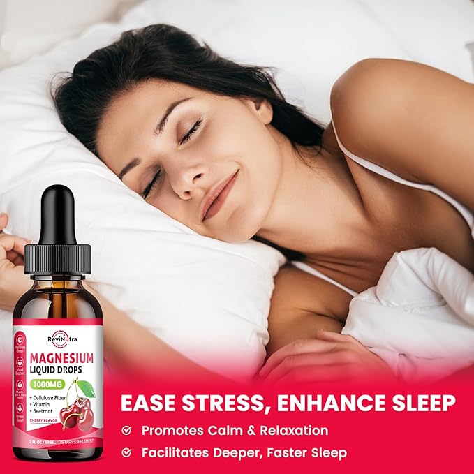 2 Pack Magnesium Glycinate Liquid Drops, 1000mg of Magnesium Glycinate, Taurate & Citrate Liquid Drops for Bone, Sleep, Calm, Muscle, Energy & Relaxation, High Absorption, Sugar-Free Cherry Flavor