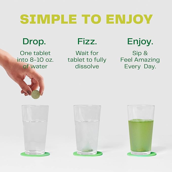 Amazing Grass Effervescent Tablets: Green Superfood Water Flavoring Tablet with Antioxidants & Alkalizing Greens, Lemon Lime, 60 Count