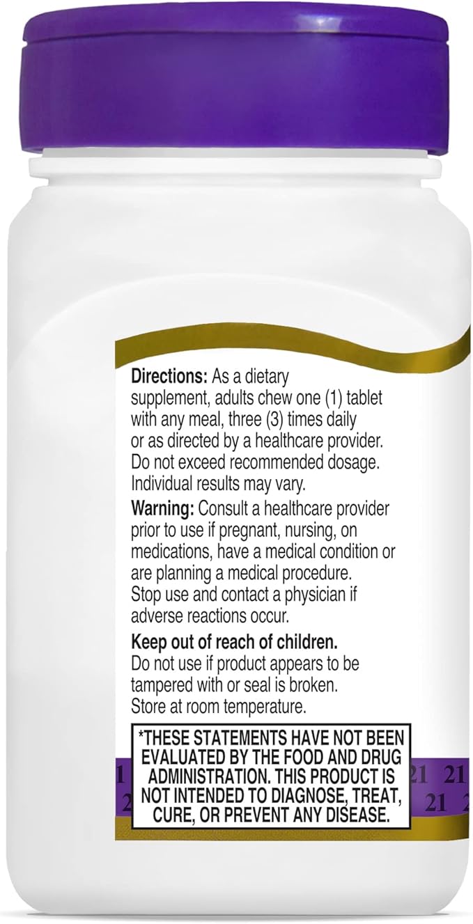 21st Century Papaya Enzyme Chewable Tablets, Tropical, 100 Count (Pack of 2)