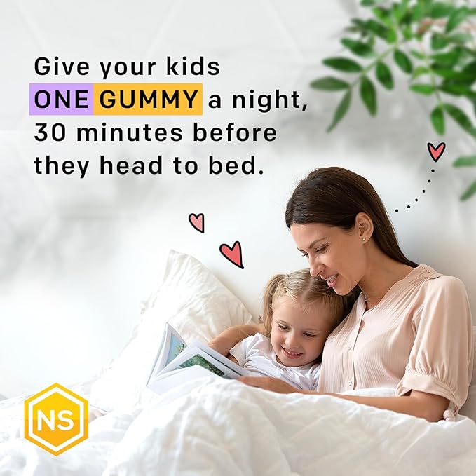 Natural Stacks Kids Sleep Magnesium Gummies with Melatonin - 100mg Magnesium Citrate - Melatonin Gummies for Sleep Quality - Nighttime Aid for Kids with Chamomile - 30 Mixed Berry Chewables