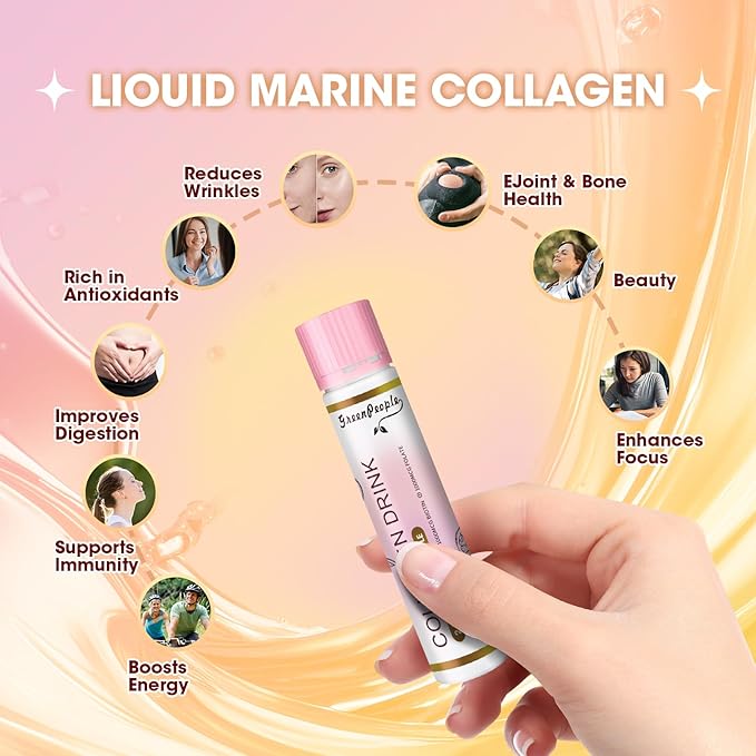 Liquid Collagen for Women & Men, 2500mg Fish Collagen Peptides + Hyaluronic Acid + Vitamin Bs & C, Hair Skin Nails Joints Bones Support (0.85 fl oz, 10 Bottles, Grapefruit)