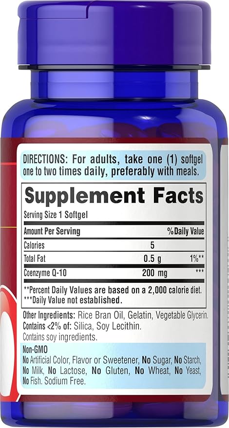 Puritan's Pride Q-Sorb Co Q-10 200 mg-30 Rapid Release Softgels | Supports Heart Health and Cardiovascular System | Dietary Supplement | Healthy Supplement | Energy Supplement | Gluten Free