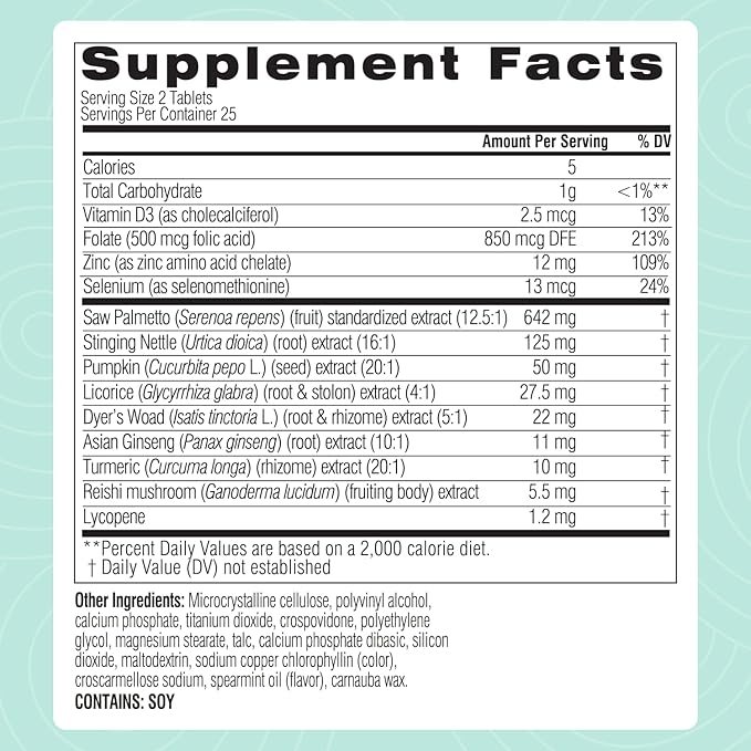 Swisse Saw Palmetto Prostate Supplement for Men | Reproductive Health & Prostate Support with Zinc, Selenium & Stinging Nettle | 50 Tablets