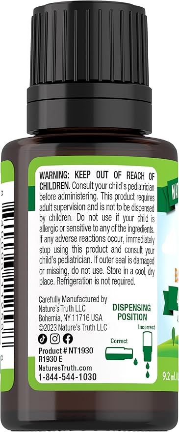 Nature's Truth Vitamin D Drops for Infants | 400 IU | 9.2 mL | D3 for Kids | Vegetarian, Non-GMO & Gluten Free Supplement