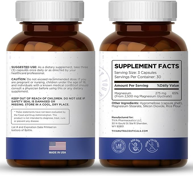 Magnesium Glycinate – Gentle & Highly Absorbable Magnesium for Sleep, Muscle Relaxation & Heart Health | Chelated Magnesium Complex for Energy & Bone Support | 90 Capsules