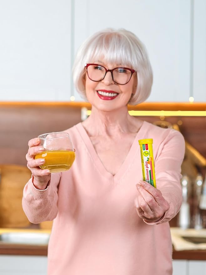 T&D Oxi C 1000 mg Vitamin C - 60 Vegan Drink Effervescent Tablets - Orange Flavor - Made in Germany