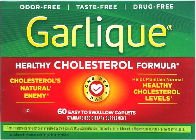 Garlique Healthy Cholesterol Formula with 5000 mcg of Allicin, 60 Enteric Coated Caplets (Pack of 2)