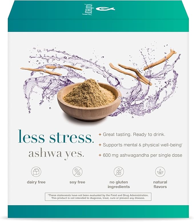 Youtheory Ashwagandha Liquid - Uses KSM-66 - Ashwagandha Supplement to Support Stress Relief* - Vegan - Dairy, Soy & Gluten Free - 12 Single-Serving Packets