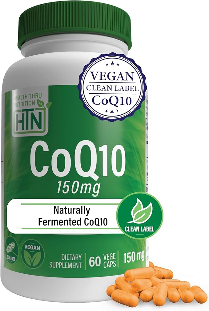 Health Thru Nutrition CoQ-10 150mg - 60 Capsules | Ubiquinone Coenzyme Q10 | Supports Cellular Energy & Antioxidant Protection | Non-GMO, Soy-Free, Vegan, Gluten-Free