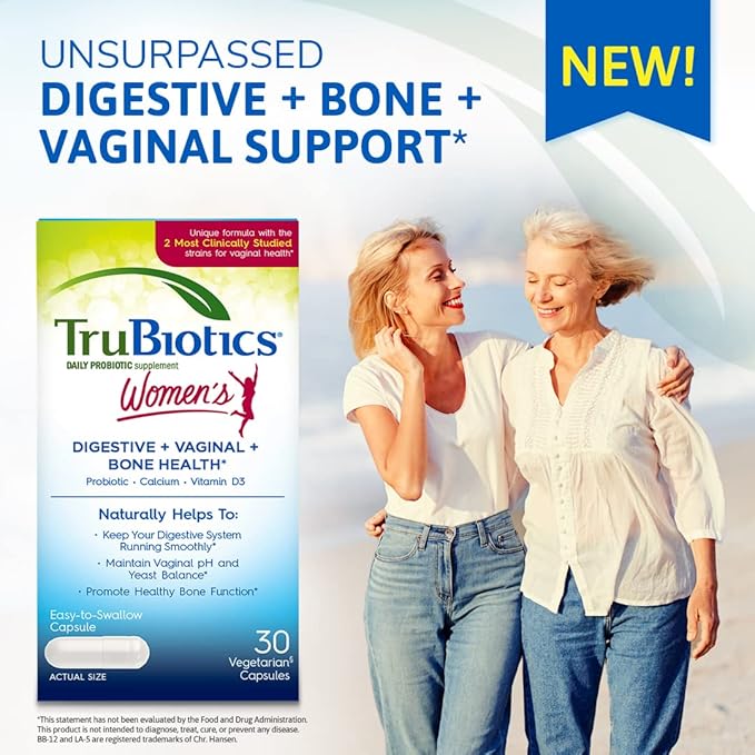 TruBiotics Probiotic for Women Probiotics for Digestive Health, Vaginal & Bone Health, Formulated with Bifidobacteria for Healthy Gut & Balanced pH, Daily Women's Probiotic Supplement, 30 Capsules