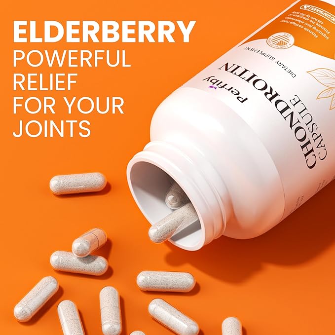 Glucosamine Chondroitin and MSM with Elderberry Extract - Joint Support & Immune Health Supplement, 120 Capsules, 60 Day Supply