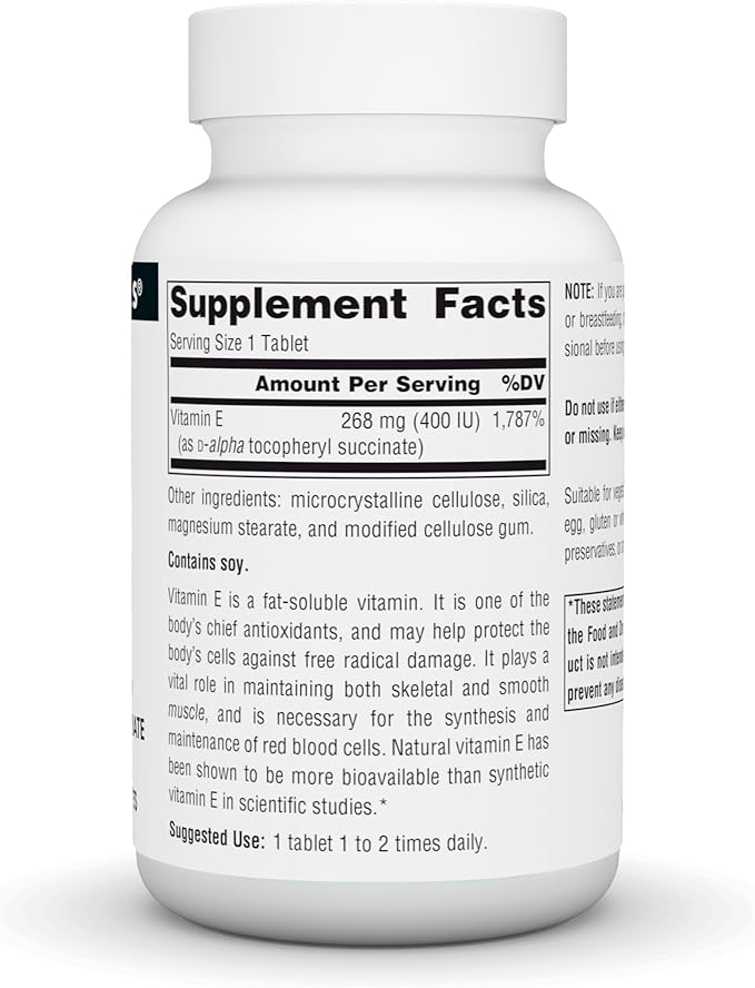 Source Naturals Vitamin E, 400 iu Fat-Soluble Antioxidant - 100 Tablets