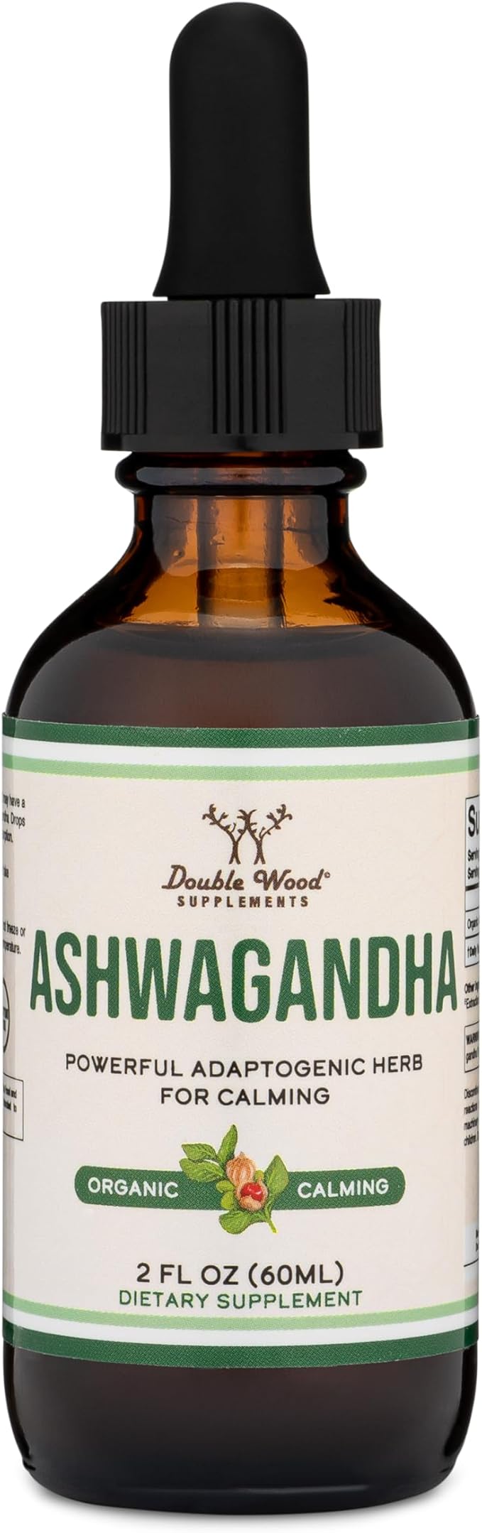 Ashwagandha Organic Drops for Stress Relief (1,200mg, 60 Servings) Ashwagandha Tincture for Adrenal Support and Cortisol Manager (Vegan Safe, Gluten Free, Non-GMO) by Double Wood