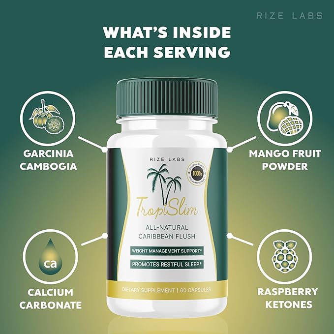 (Official 2 Pack) Tropislim, Tropislim All Natural Caribbean Flush, Weight Loss Supplement, Tropislim Slimming Capsules for Women, Healthy Lifestyle + Leaner Physique, Tropical Reviews (120 Capsules)