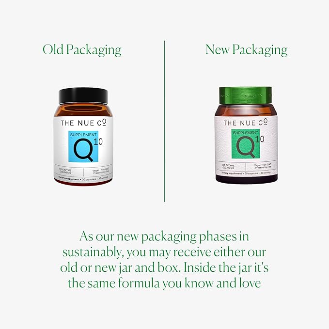 The Nue Co. COQ10 Supplement, Supports Energy, Skin, & Cardiovascular Health, Antioxidant, Vegan, Gluten Free, 30 Capsules