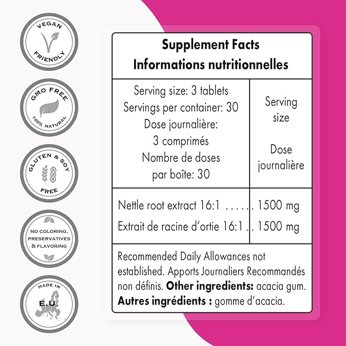 Supersmart - Stinging Nettle Root Extract 16:1 (Urtica Dioica) 1500 mg per Day - Prostate & Urinary Health Supplement - Allergies Support | Non-GMO & Gluten Free - 90 Tablets