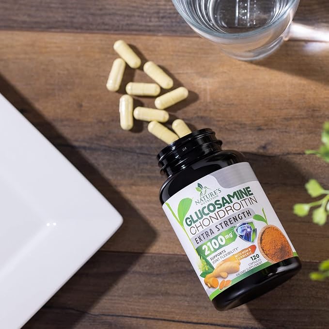 Glucosamine Chondroitin MSM 2100mg Complex - Joint Support Supplement Turmeric & Boswellia, Triple Strength Glucosamine Capsules - Support for Joint Mobility with Quercetin Bromelain - 120 Capsules