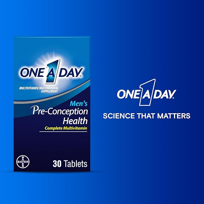 One A Day Men's Pre-Conception Health Multivitamin to Support Healthy Sperm, Supplement for Men with Vitamin C, Vitamin E, Selenium, Zinc, and Lycopene, 30 Count