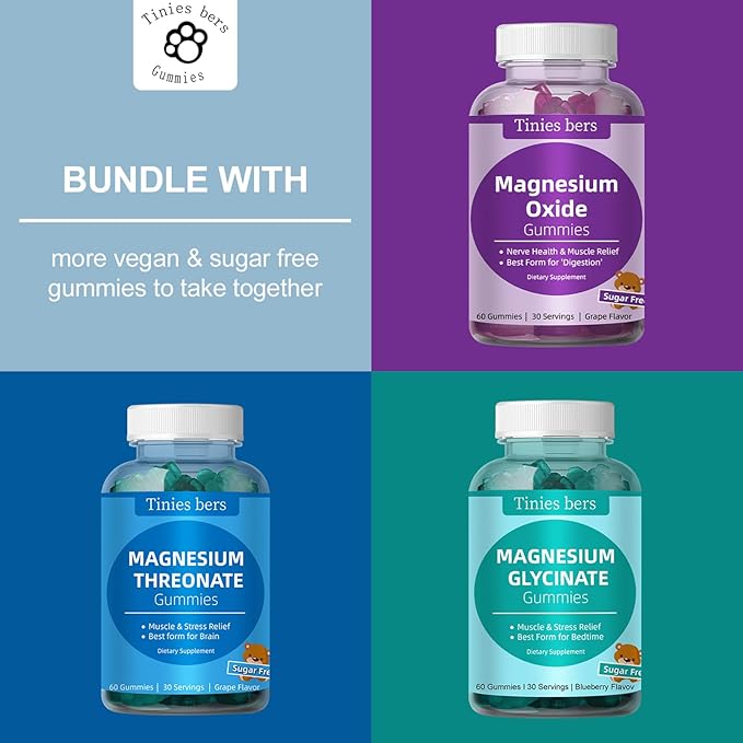 Magnesium Oxide Gummies 500mg, Sugar Free for Adults & Kids, Best Mg Form for ‘Digestion’, for Sleep, Nerve, Head Health, Muscle & Stress Relief, Gluten Free, Non GMO, Vegan, Pectin, 60