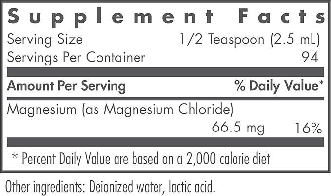 Nutricology Magnesium Chloride Liquid - Bone Support, Potassium Sorbate, Electrolytes, Joint Support, Pure, Well-Absorbed, 66.5mg Supplement - 8 Fl Oz