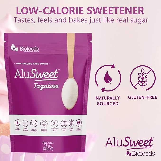 AluSweet Tagatose + Stevia Natural Low-Calorie Sweetener - 12oz 2:1 Replacement - Prebiotic, Keto & Diabetic-Friendly, Gluten & Lactose-Free, Sugar Substitute, Ideal for Baking, No Aftertaste