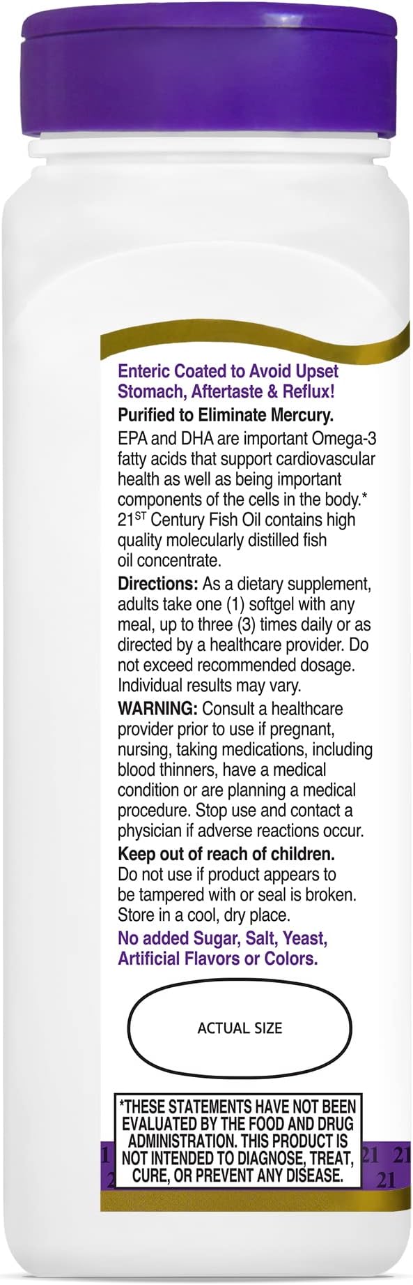21st Century Fish Oil 1200 mg Enteric Coated Softgels, 90 Count