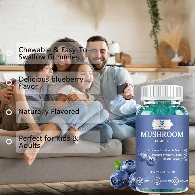 Nature‘s Rhythm Magnesium Gummies 500mg - 65 Ct | Magnesium Glycinate Supplements, with Magnesium L-Threonate,Vitamin D, B6, and CoQ10 - Blueberry Flavor