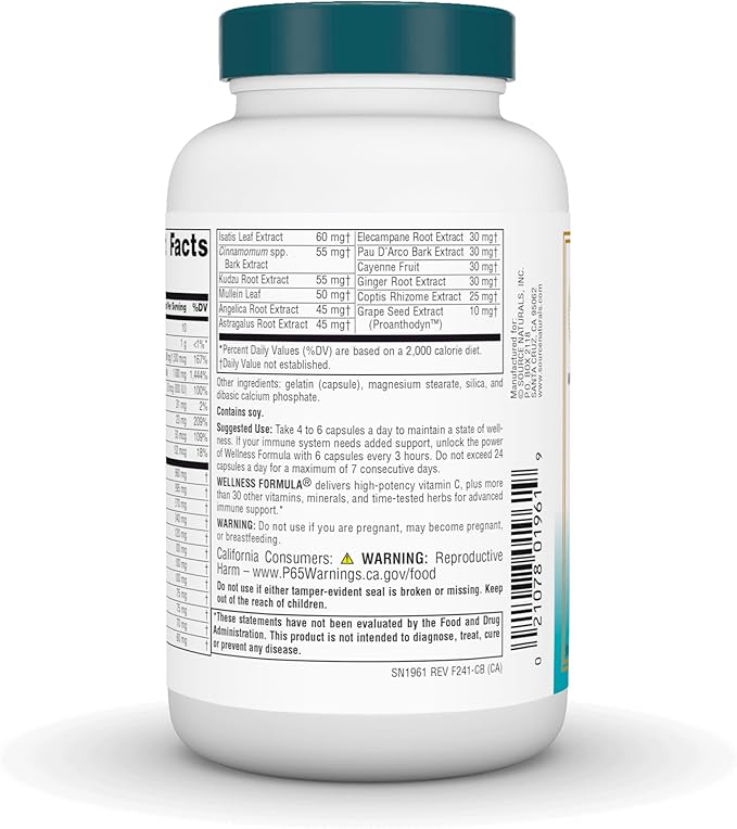 Source Naturals Wellness Formula, Advanced Immune Support*, Bio-Aligned Vitamins & Herbal Defense - Immune System Support Supplement & Immunity Booster - 120 Capsules