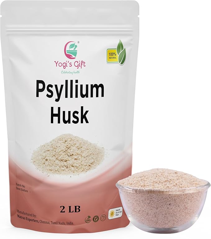 Psyllium Husk Whole 2 Lb | 98% Purity | Use in Smoothies, Cooking and Baking | Unflavored, Fine Ground, 100% Natural, Non GMO | by Yogi's Giftยฎ