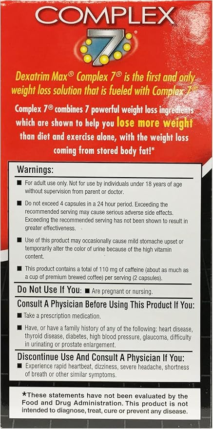 ILIOS Dexatrim Max Complex-7 | Lose Weight & Burn Fat w/Seven Healthy Ingredients Designed to Boost Energy & Reduce Hunger, Packed, 60 Capsules, 2 Pack Packaging