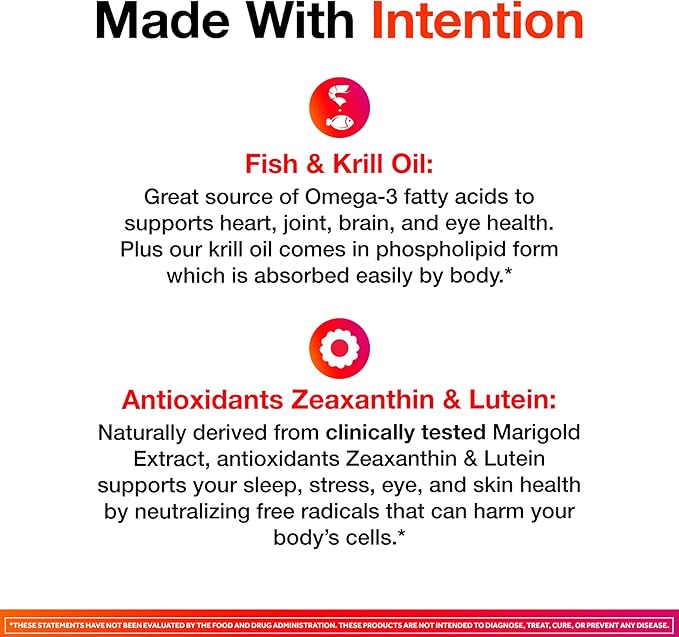 Omega-3 Blend Total Body + Refresh 500mg Softgels, MegaRed (65 count in a bottle), Easily Absorbed Krill Oil, To Support Your Heart, Joints, Brain & Eyes